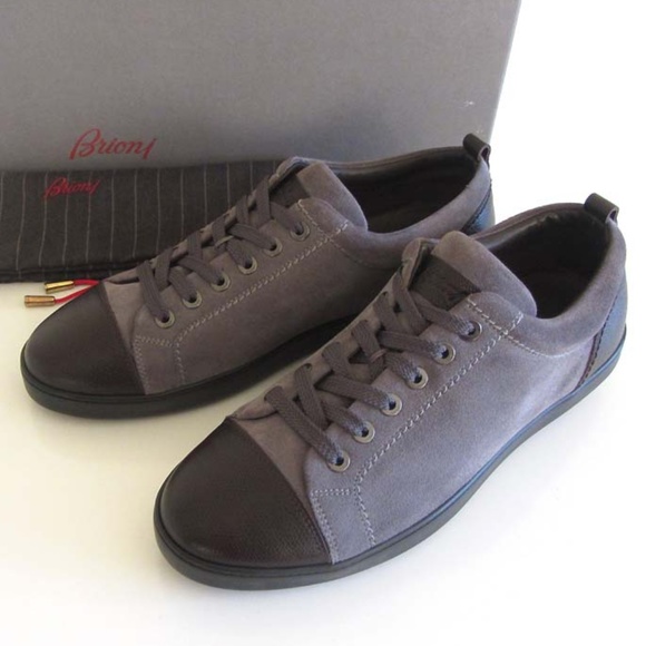 Brioni Other - BRIONI logo grey suede low-top sneakers 40 / 7 US